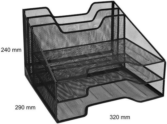 Osco Metallic Filing Tray with 3 Shelves Black 24.7x29x32cm