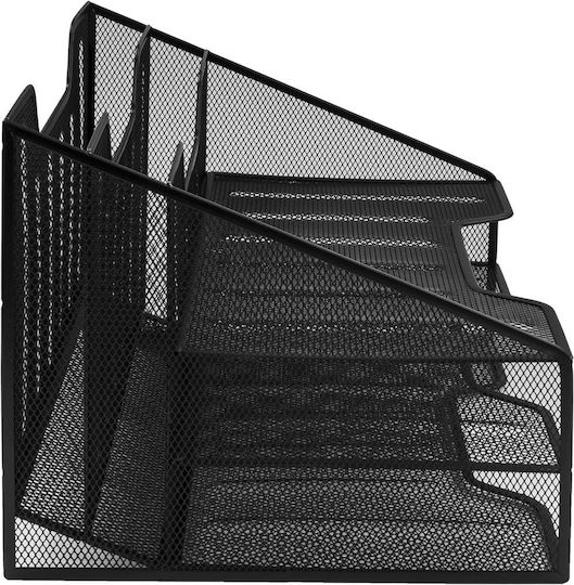 Osco Metallic Filing Tray with 3 Shelves Black 24.7x29x32cm
