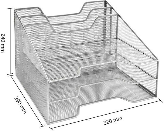 Osco Metallic Filing Tray with 3 Shelves 3978 Gray 24.7x29x32cm