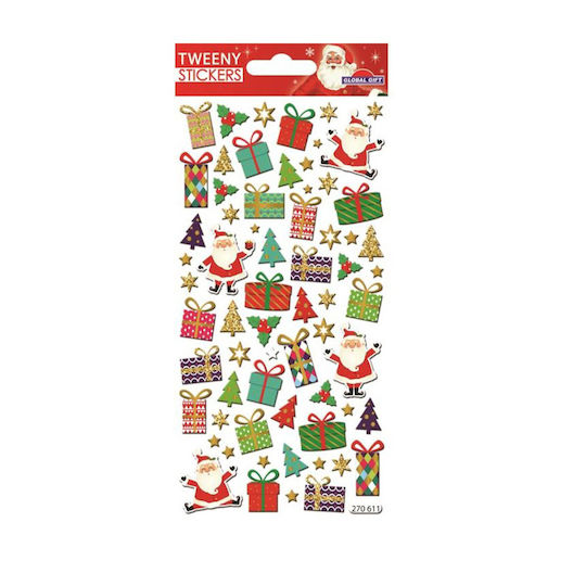 Global Gift Χριστουγεννιάτικα Aufkleber mit Design Άγιου Βασίλη Tweeny Christmas Stickers 9x17.5cm.