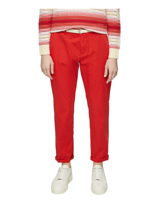 Dama Pantaloni Chino cu Croială Normală Roșu