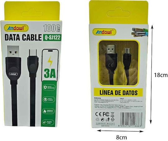 Andowl Q-SJ122 USB 2.0 Cable USB-C male - USB-A 1m
