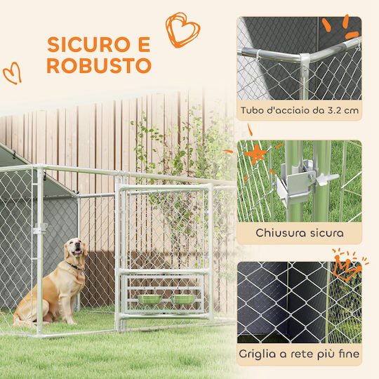 Pawhut Hundetore Park 400x230x150cm Silber