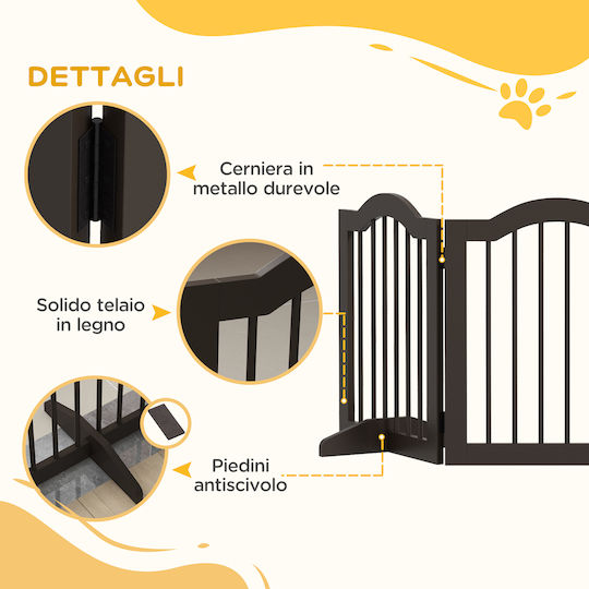 Pawhut Μεταλλικό Διαχωριστικό Σκύλου 154.5x29.5x61εκ. Καφέ