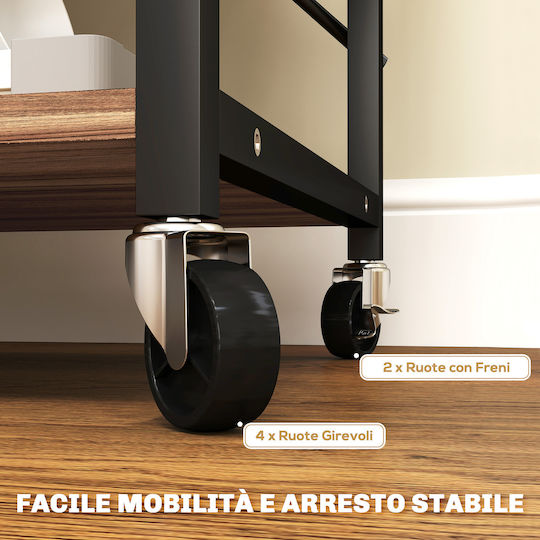 HomCom Metallic Kitchen Trolley 3 Tiers Gray 60x40x84cm