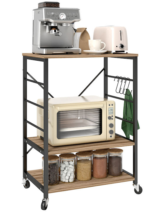 HomCom Metallic Kitchen Trolley 3 Tiers Gray 60x40x84cm