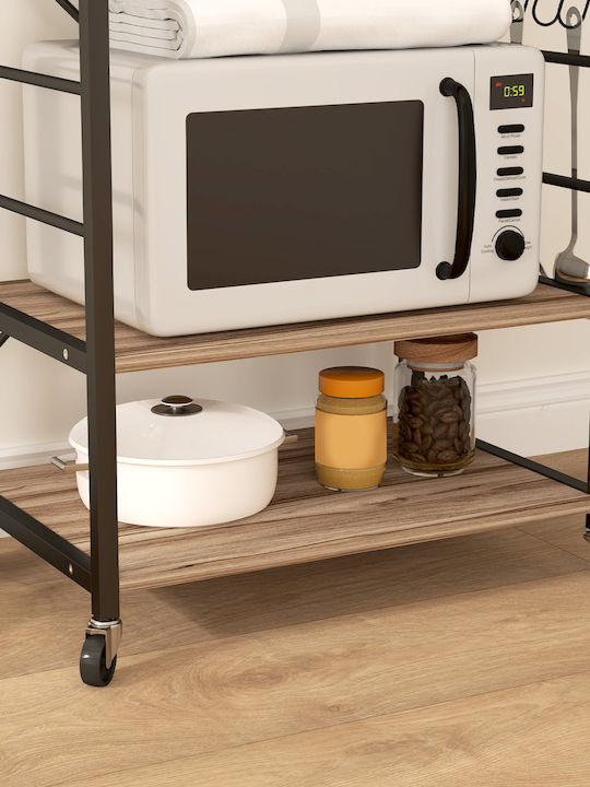 HomCom Metallic Kitchen Trolley 3 Tiers Gray 60x40x84cm