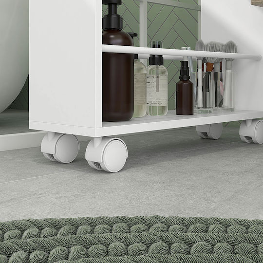 HomCom Τρόλεϊ Κουζίνας Ξύλινο 3 Θέσεων Λευκό 45x15x80cm