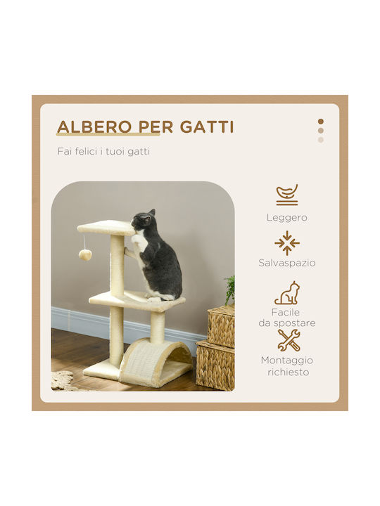 Pawhut Scratching Post Cat Trees Beige 3 levels 40x35x72cm