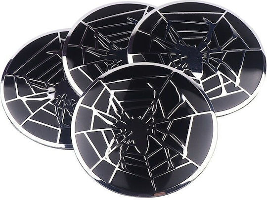 Set 4 ornamente centrale pentru roți design păianjen diametru 5cm