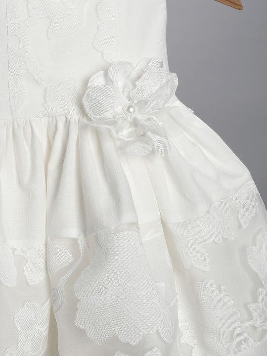 New Life Ecru Baptism Clothes Set with Hair Accessories Cardigan & Lace Dress 2 Pieces