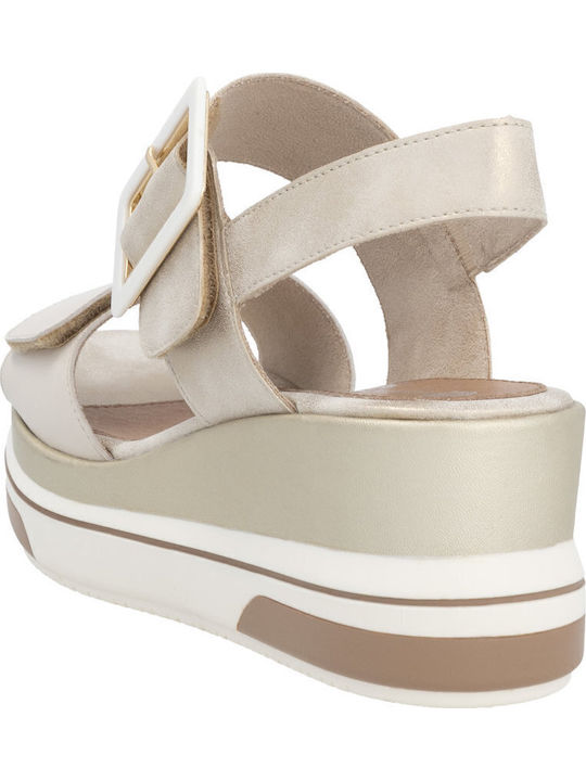 Anatomic Women's Leather Ankle Strap Platforms Gold