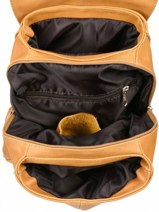 Leder Damentasche Rucksack Beige