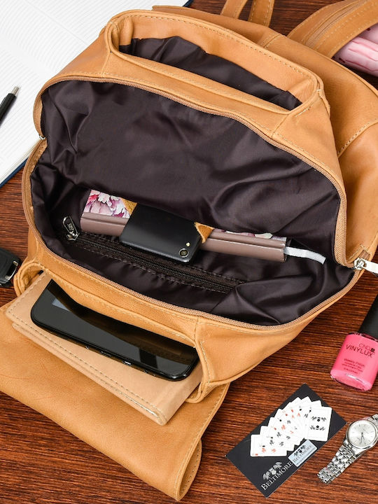 Leder Damentasche Rucksack Beige