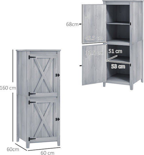 Wooden Garden Warehouse with Single-Leaf Door Gray L0.6xW0.6xH1.6cm