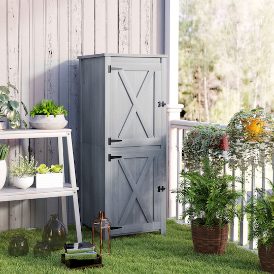 Wooden Garden Warehouse with Single-Leaf Door Gray L0.6xW0.6xH1.6cm