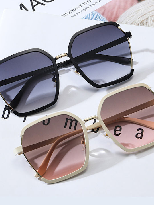 Techsuit Women's Sunglasses with Gold Metal Frame and Pink Gradient Polarized Lens KF2347600