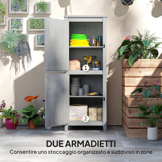 Wooden Garden Warehouse with Single-Leaf Door Gray L0.6xW0.6xH1.6cm