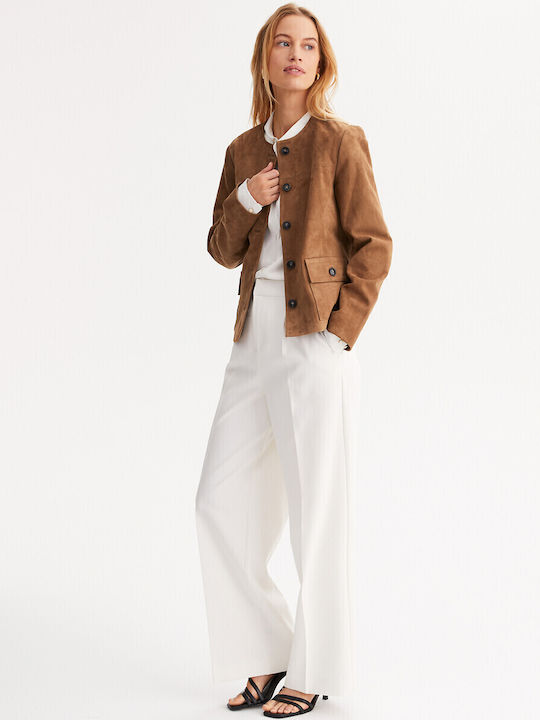 Γυναικείο Suede Biker Jacket Καφέ