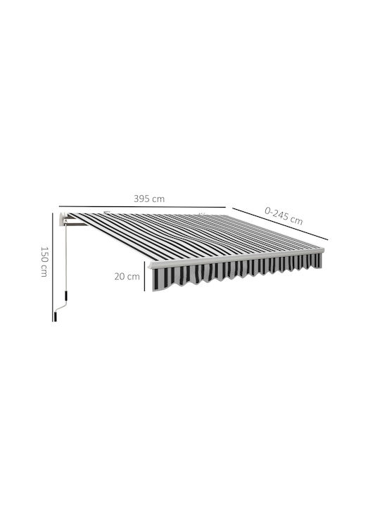 Outsunny Zelt Terrasse mit LEDs Blau 3.95x2.45m
