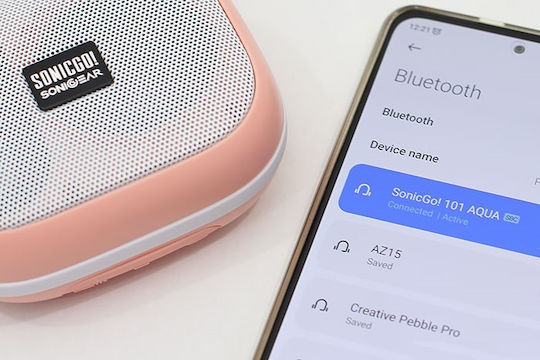 Sonic Gear SonicGo!101 Aqua Waterproof Bluetooth Speaker 10W with Radio and Battery Life up to 5 hours Pink