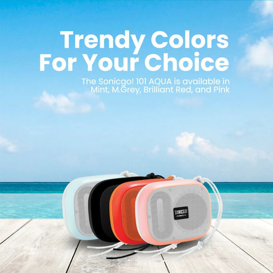Sonic Gear SonicGo!101 Aqua Waterproof Bluetooth Speaker 10W with Radio and Battery Life up to 5 hours Red