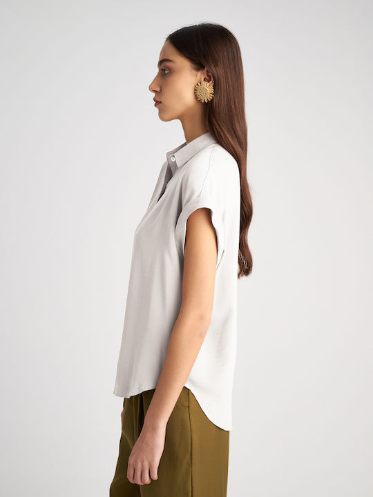 Lina Women's Monochrome Short Sleeve Shirt White