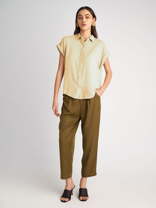 Lina Къс ръкав Женска Риза Light Yellow