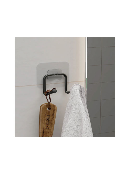 Femmit Metal Adhesive Bathroom Kitchen Hook Set of 2 Pieces 6x5x5 Cm Black