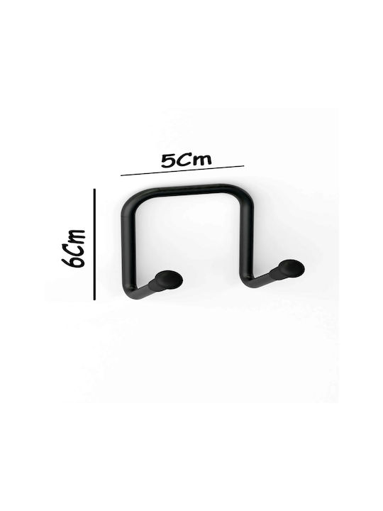 Femmit Metal Adhesive Bathroom Kitchen Hook Set of 2 Pieces 6x5x5 Cm Black