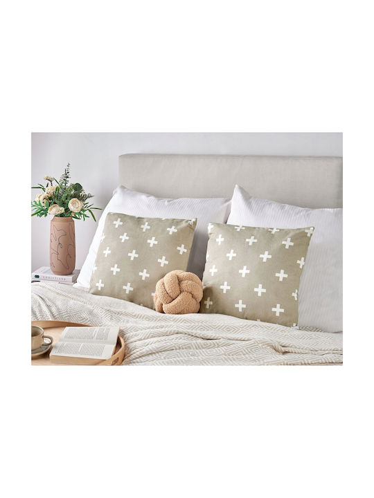 Beliani Sofa Cushion Lumarko Made of 100% Cotton Beige Gray 45x45 cm