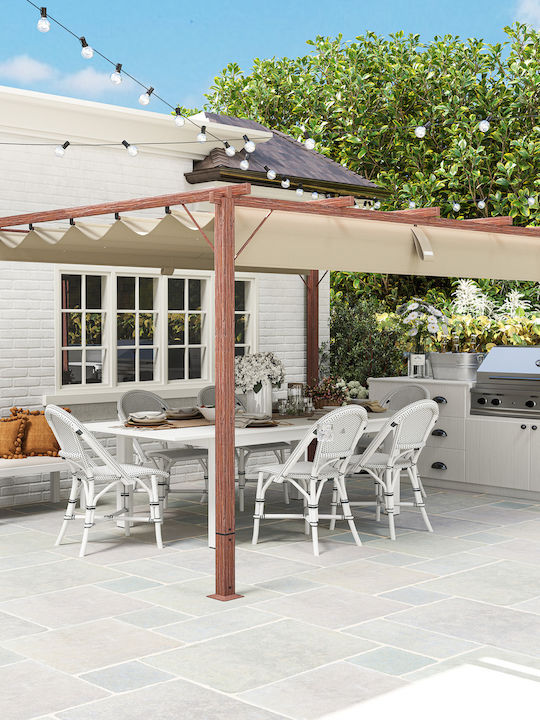 Outsunny Gazebo Garden with LEDs 3.82x3m
