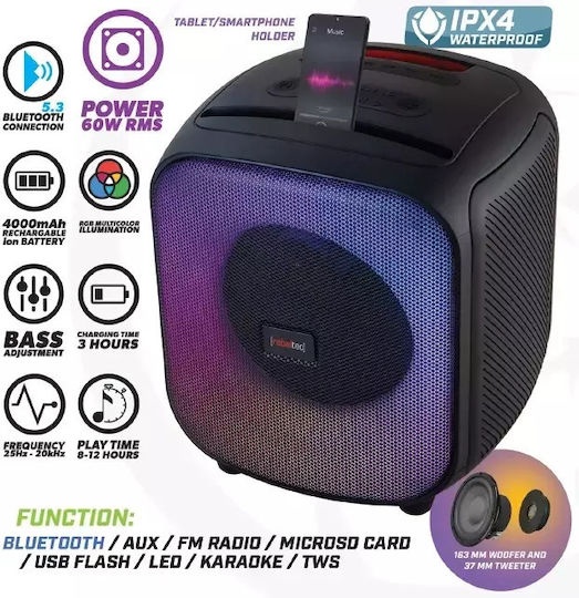Rebeltec Speaker PowerCube 500 Ηχείο Bluetooth 60W με Ραδιόφωνο και Διάρκεια Μπαταρίας έως 12 ώρες Μαύρο