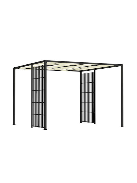 Outsunny Gazebo Garten Schwarz 3x3m