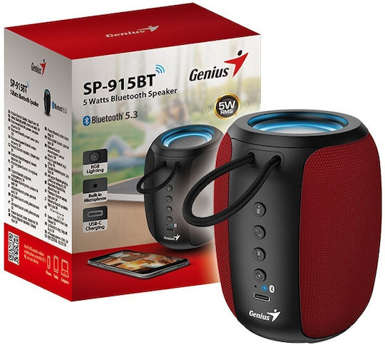 Genius SP-915BT Bluetooth Speaker 5W with Battery Life up to 6 hours Red