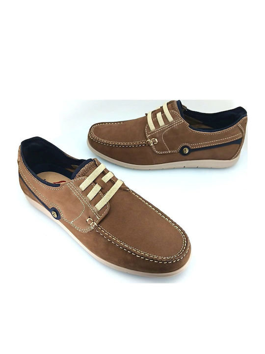 Δερμάτινα Ανδρικά Boat Shoes σε Καφέ Χρώμα