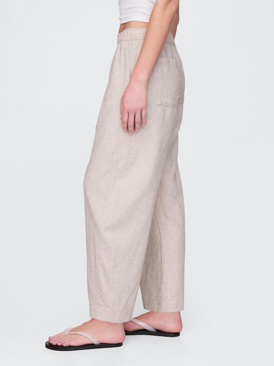 Damen Leinen Hose Beige