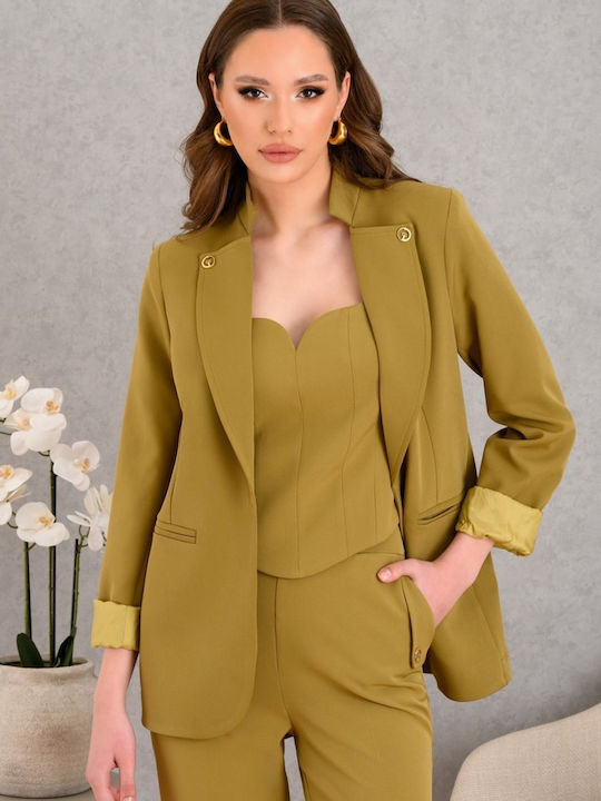 Derpouli Women's Blazer Olive