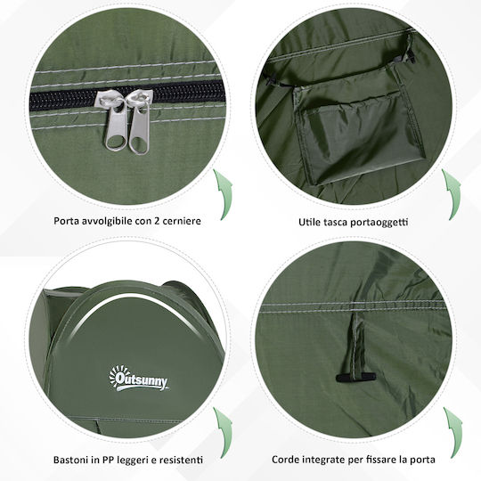 Outsunny Camping Tent Pop Up Toilet Khaki 3 Seasons 100x100x185cm