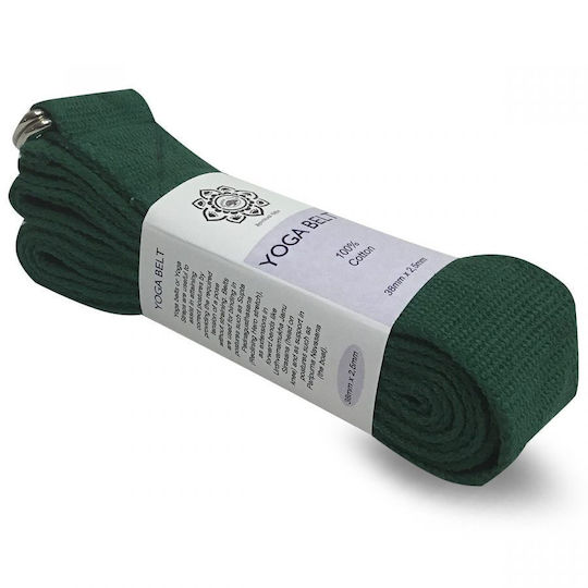 Ζώνη Γιόγκα Ιμάντας Yoga Pilates Strap D-ring Cotton Green Xl 270cmx4cm