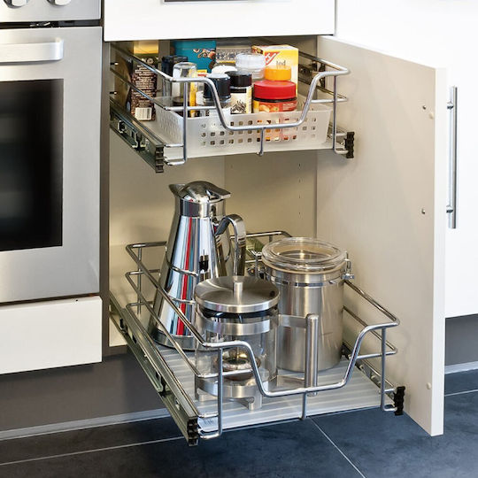 Bakaji Telescopic Kitchen Drawer 50cm Basket Sliding Shelf Space-Saving Steel 02832646
