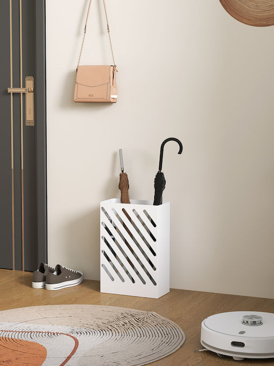 HomCom Ομπρελοθήκη Μεταλλική Λευκή 28x14x41cm