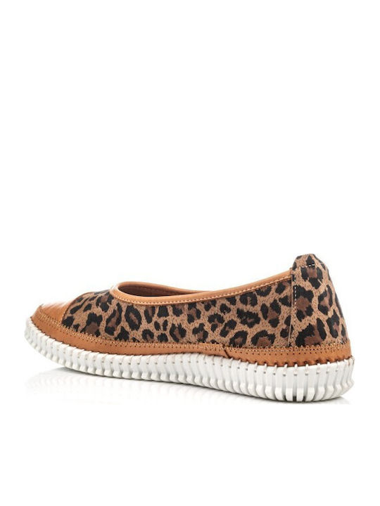 Pantofi Balerini Pentru Femei Din Piele Animal Print