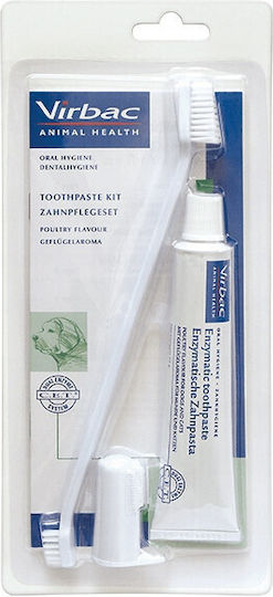 Virbac C.e.t Enzymatic Toothcare Kit Dog and Cat Dental Care Set Against Tartar and Plaque 70g