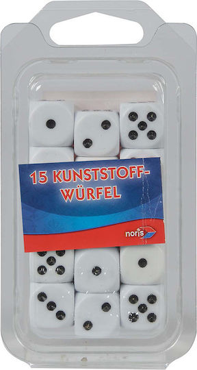 Noris Dice Plastic White 1.5x1.5cm 15pcs