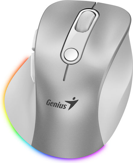 Genius Ergo 9000S Pro Ασύρματο Εργονομικό Bluetooth Mini Ποντίκι Ασημί