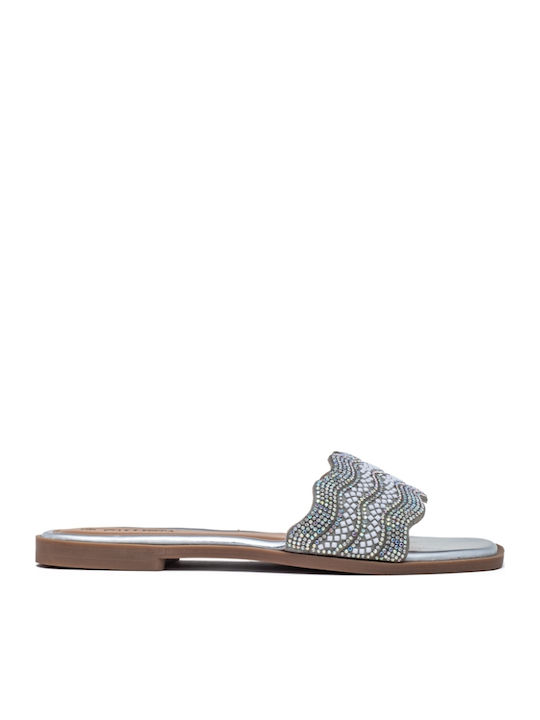 Women's Flat Sandals in Silver Color