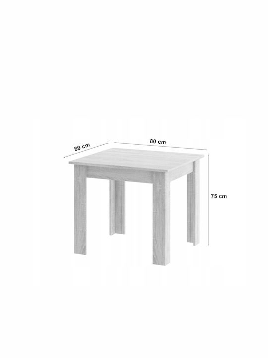 Square Table Kitchen Wooden Beige 80x80cm