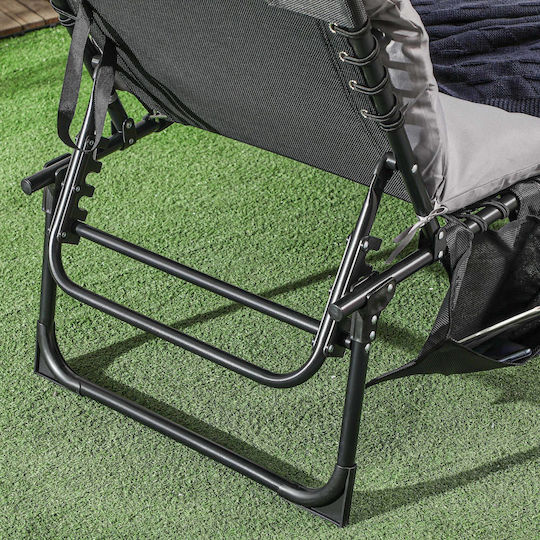 Outsunny Foldable Metallic Beach Sunbed Gray with Pillow 58x189x32.5cm