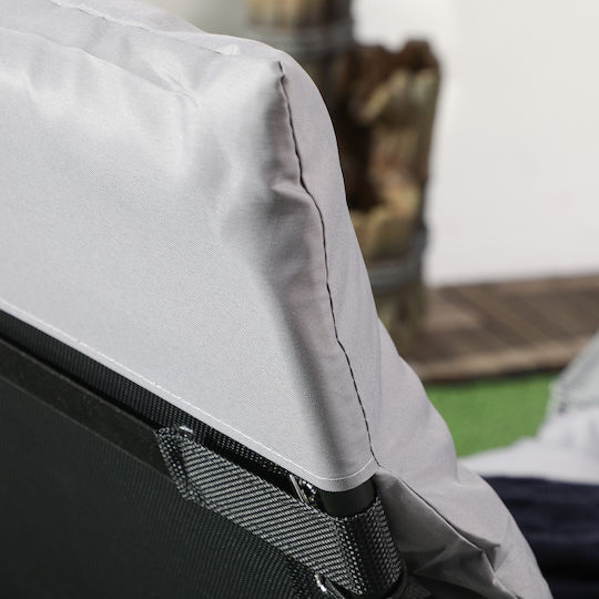 Outsunny Foldable Metallic Beach Sunbed Gray with Pillow 58x189x32.5cm